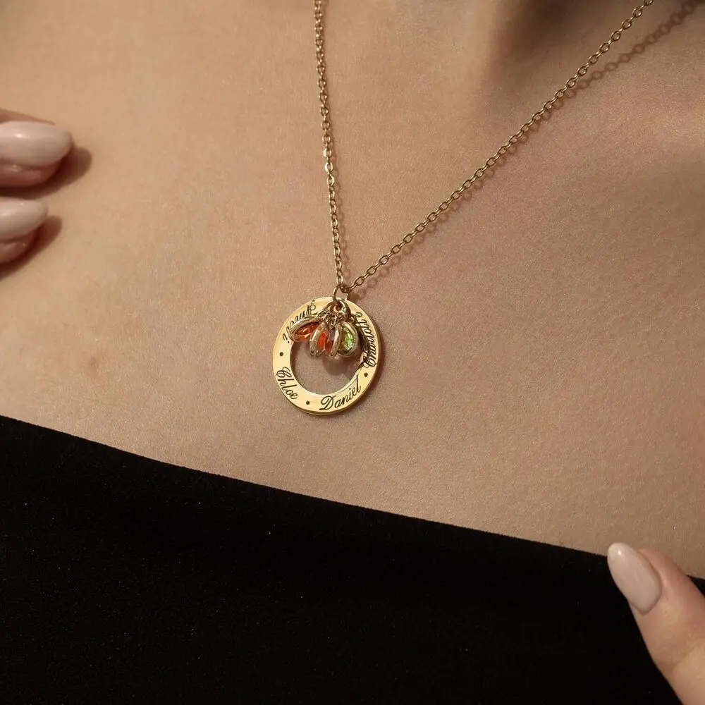 مجوهرات أمي جوهرة الميلاد المخصصة للنساء قلادة هدايا عيد الأم الجدة مع 2 أو 3 أسماء أطفال للأطفال #6