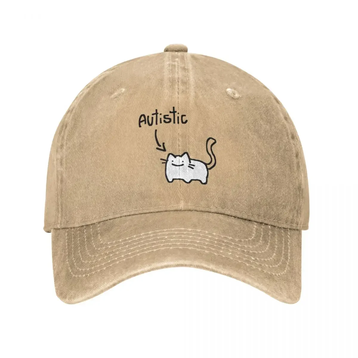 Autistic Cat Baseball Cap Cute Animal Street Style Couple Washed Trucker Hat Dropshipping Casual Outdoor Snapback Cap Gift