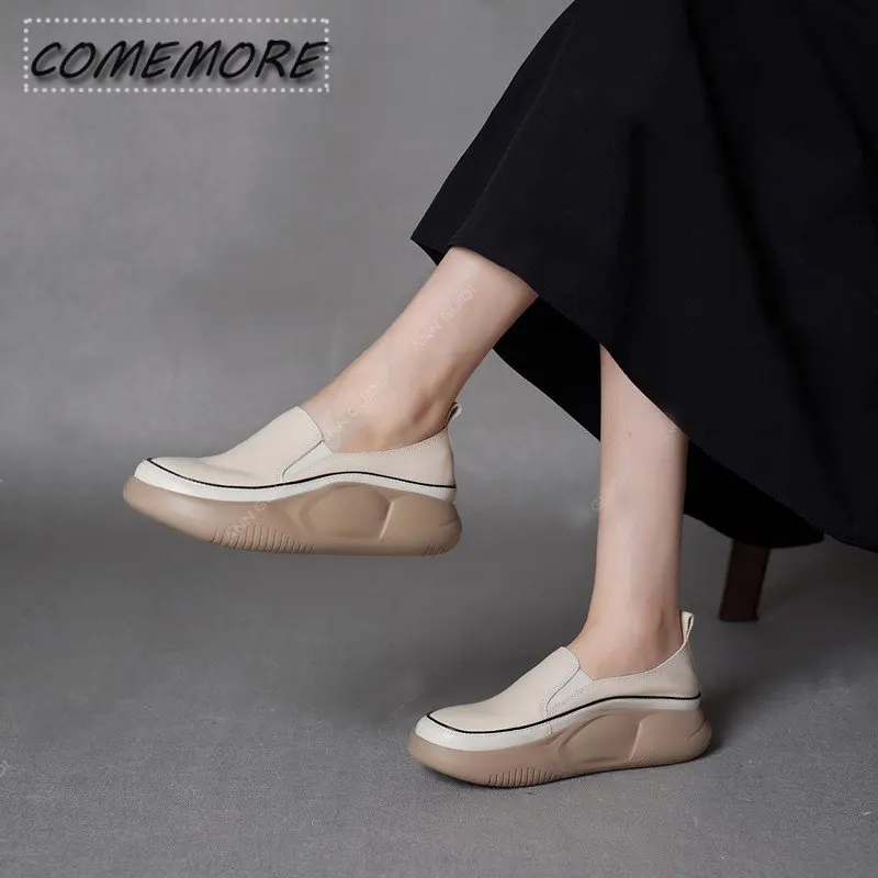 2023 New Thick Sole Sneakers Women\'s Sports Fashion Casual Running Woman Spring Autumn Designer Flats Shoes Round Head Loafer PU