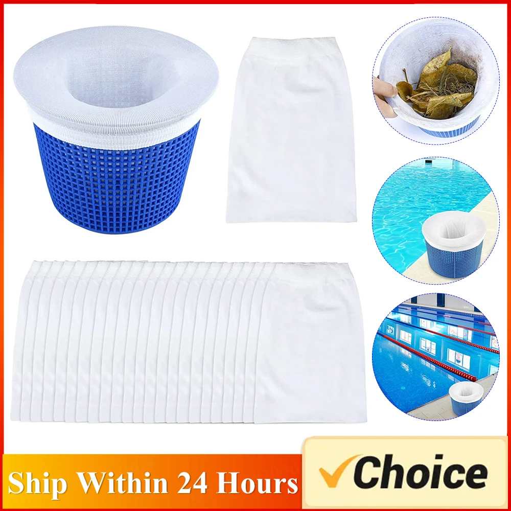 5/10/20/30/50pcs Filter Storage Pool Skimmer Socks Nylon Swimming Pool Filter Socks For Baskets Skimmers White Pool Accessories