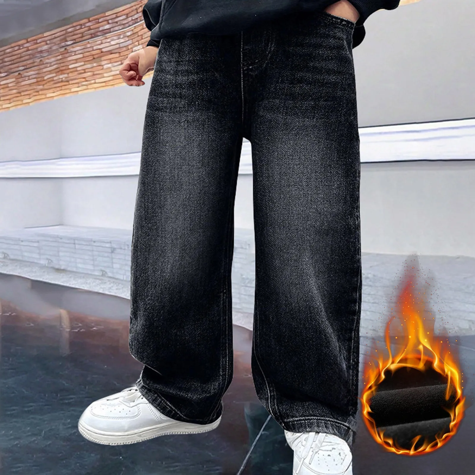 

Jeans Clothes 6-12 Months Boys Denim Wide Leg Big Long Trousers Outdoor Streetwear Loose Casual Pants Children Handsome Bottom