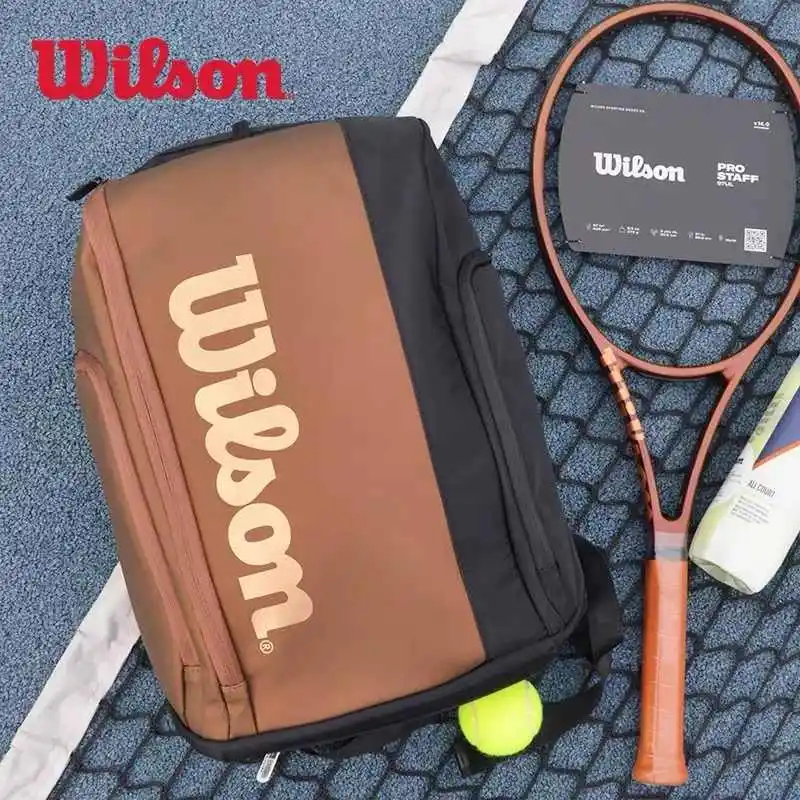 Wilson Tennis Racket Bag V14 9-Pack Large Capacity Racket Backpack with Shoes Compartment Sports Bag Super Tour Pro Racket Bag