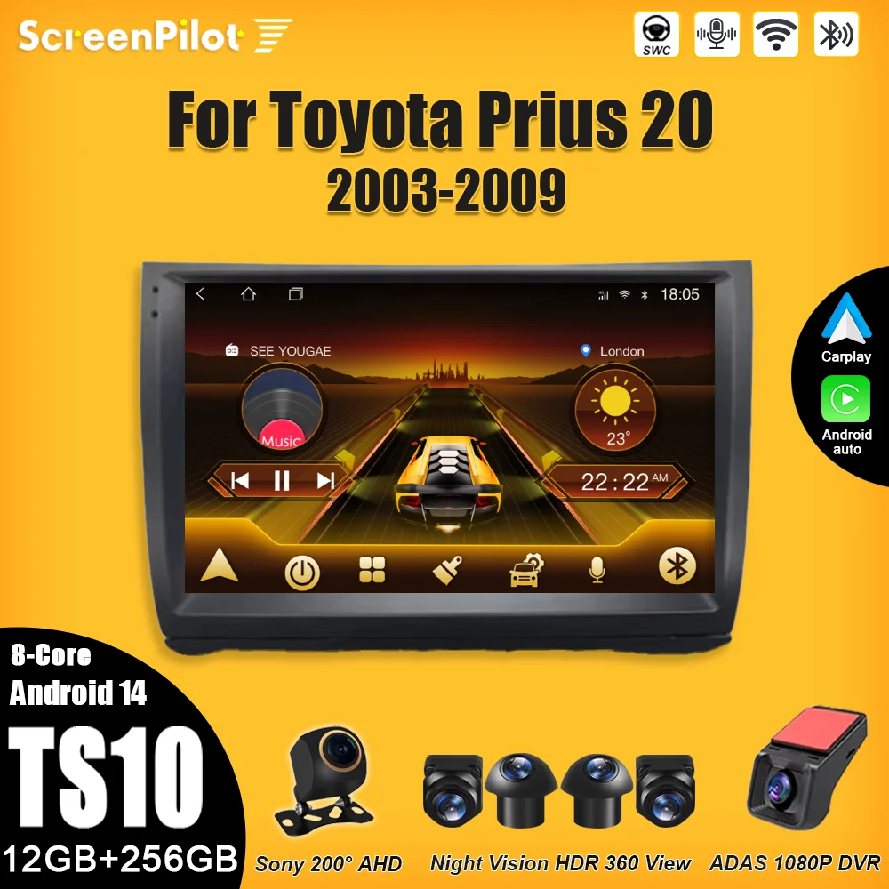 

Car Radio For Toyota Prius 20 2003-2009 Multimedia Video Player Carplay Touch Screen RDS 8 Core Touch Screen Wifi Bluetooth