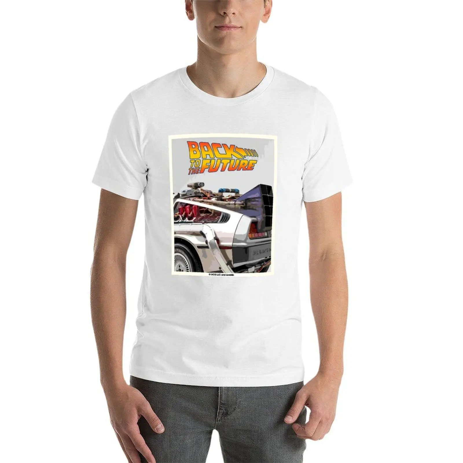 العودة إلى المستقبل Delorean خمر ملصق تي شيرت رجل تي شيرت جرافيك الرجال تي شيرت القطن 100% تي شيرت