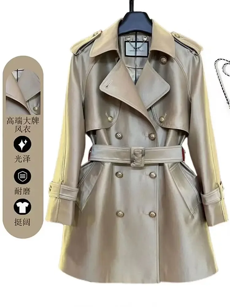 2023 New Stock Clearance Senior Belt British Wind Trench Coat Short Spring and Autumn Small New High-end High-grade Trench Coat