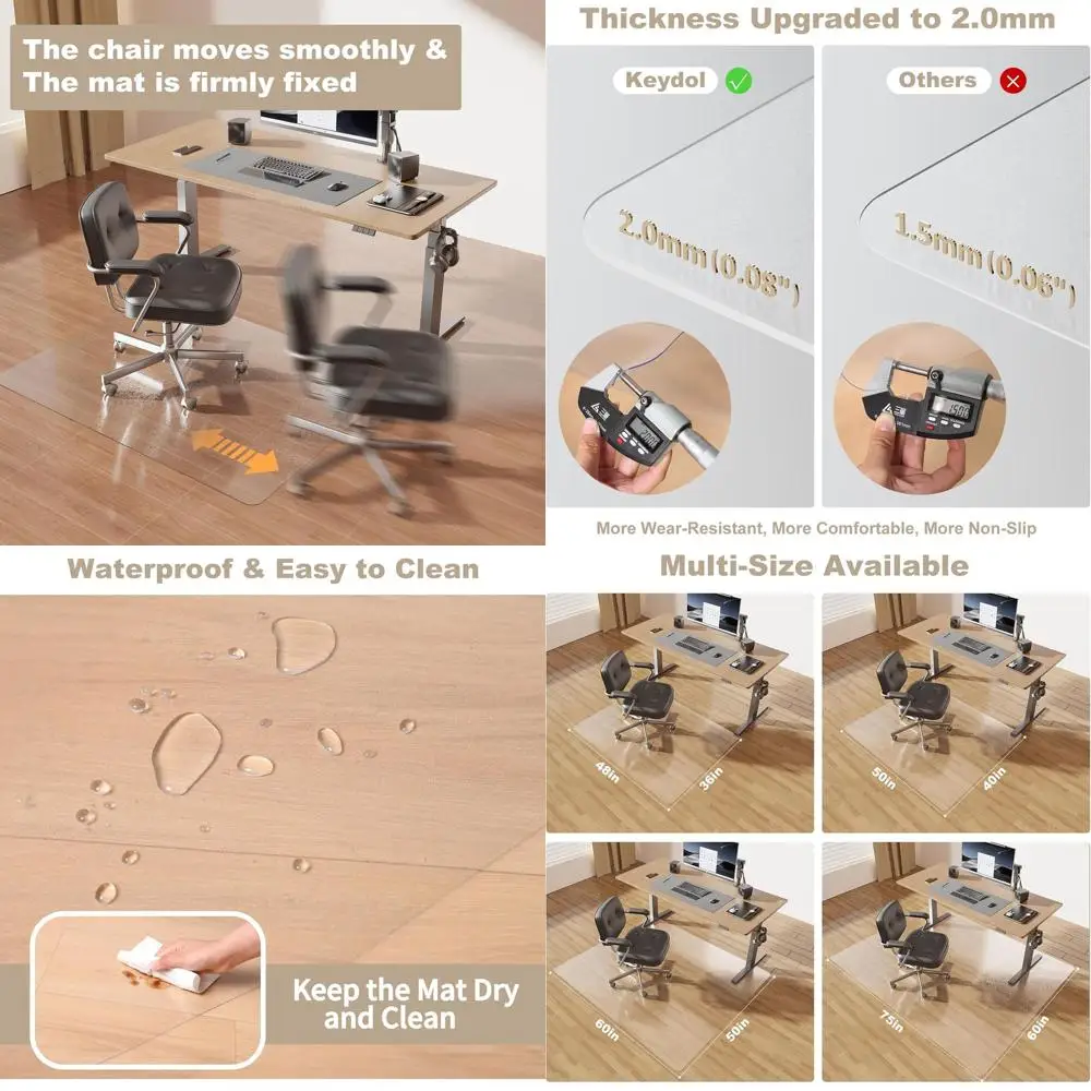 

60x75 утолщенный коврик для стула из ПВХ для паркетных полов, противоскользящий настольный коврик для вращающихся офисных стульев