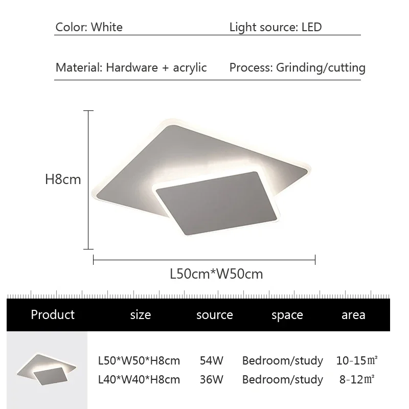 Plafonnier LED blanc au design moderne, luminaire décoratif d'intérieur, idéal pour une chambre à coucher, un salon, un bureau, une chambre de bébé ou une cuisine