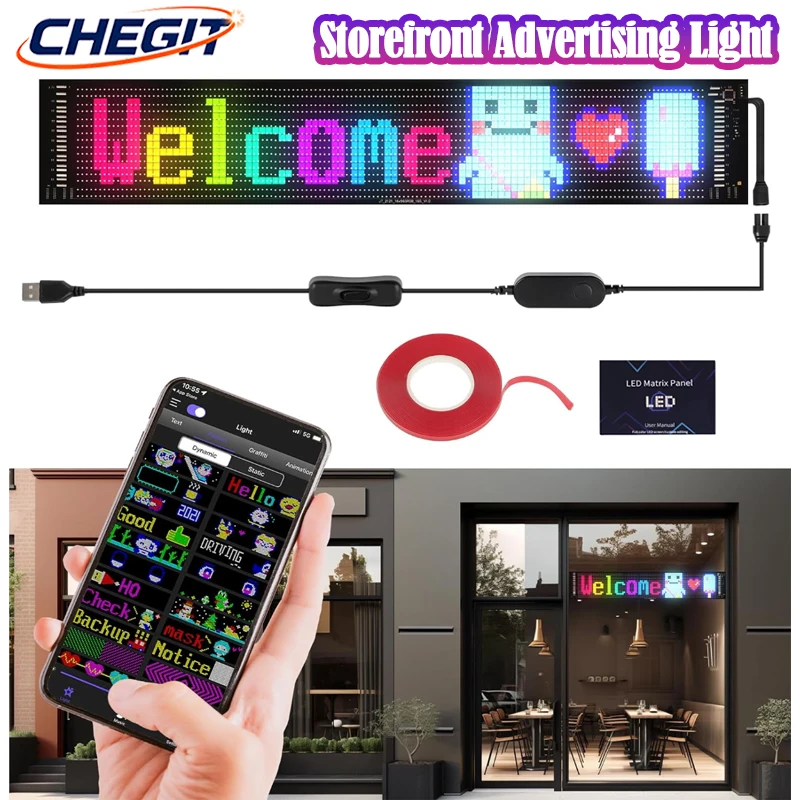 

Светодиодная матричная пиксельная панель USB 5 В, управление через приложение, дисплей «сделай сам», анимация, прокрутка, граффити, прокрутка текста, коммерческое освещение