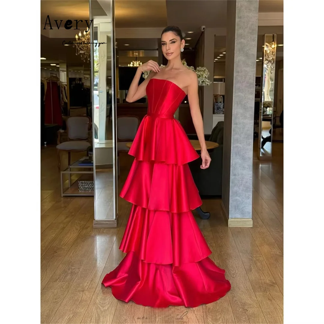 

Avery Custom Red Tube Top с открытыми плечами Элегантные платья без рукавов для женщин Вечерние свадебные платья на заказ Вечерние платья