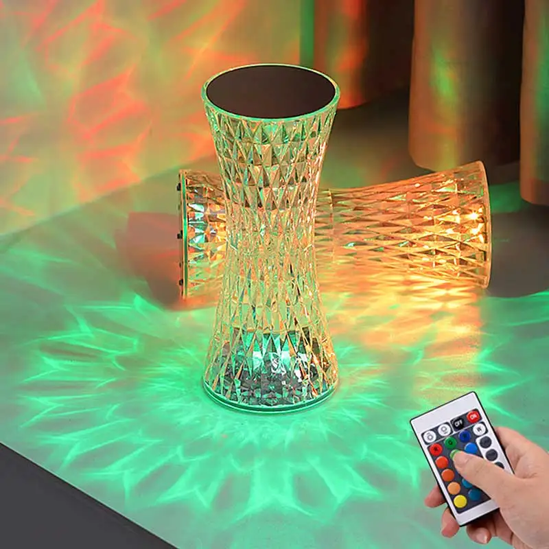 

Diamond Desk Lamp USB Rechargeable Crystal Bedside Table Lamps Xmas Acrylic Decor Night Lights Bedroom Bedside Led Lighting Gift