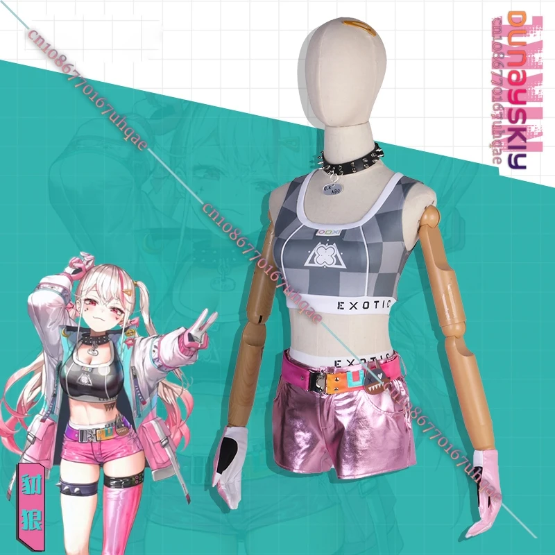 Spiel Nikke Die Göttin des Sieges Schakal Cosplay Kostüm Transparente Laser Jacke Perücke Schuhe Set Anime Roleplay Performing Outfit