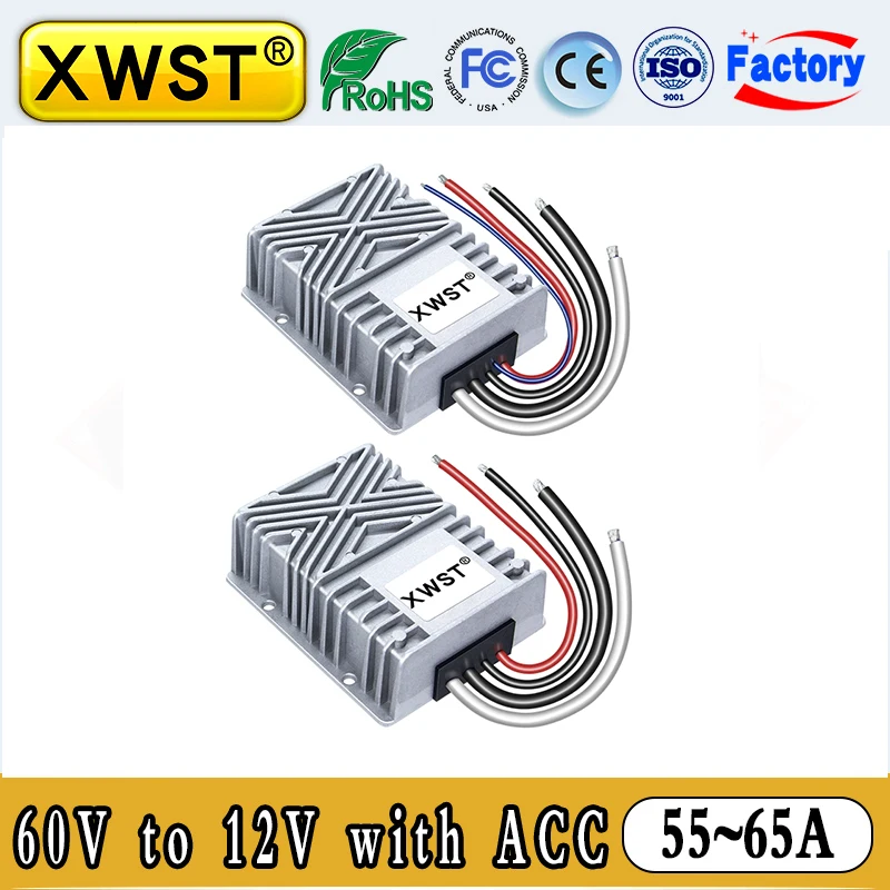 DC DC 24v 36v 48v 60v 20-75v to 12v Converter 55A 65A With ACC Switch Control Buck Step Down Car Power Supply Waterproof IP67