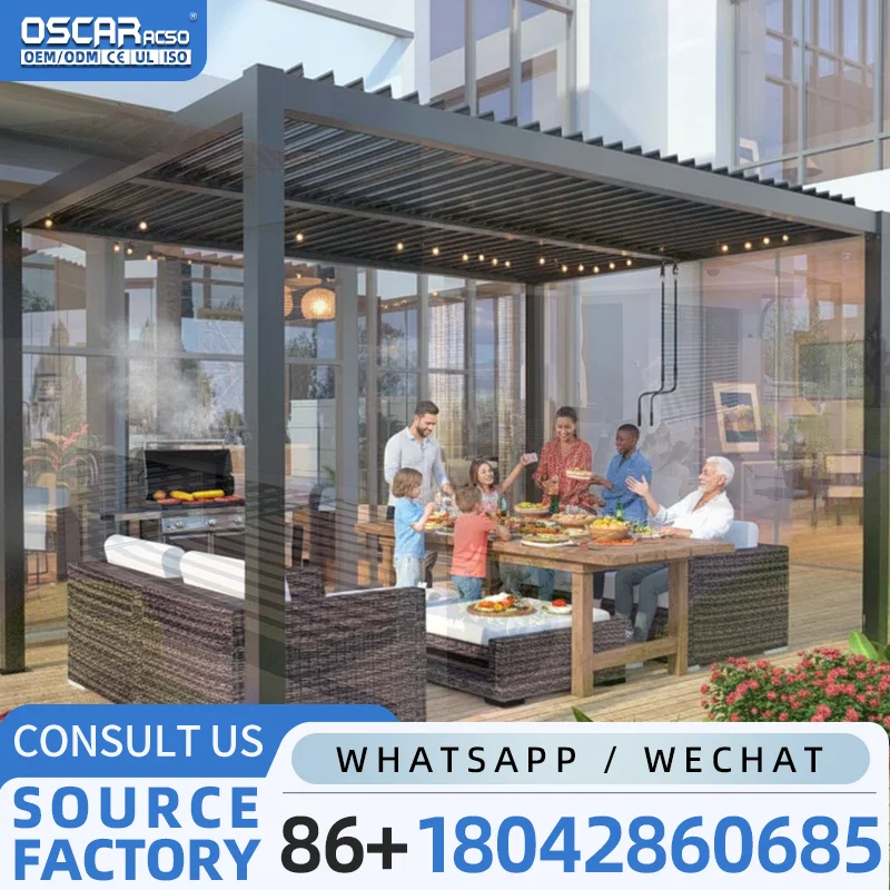 Modern Design Bioclimatic Waterproof Louvered Roof Gazebo Outdoor Aluminum Electric Pergola for Garden Patio Backyard pergola