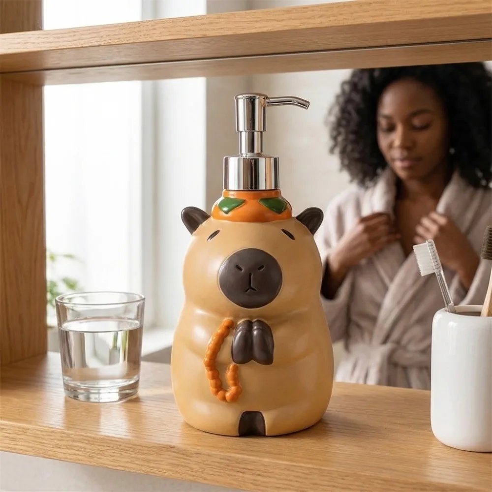 

Cute Capybara Dispenser Bottle Animal Design Refillable Cartoon Hand Sanitizer Bottle Decorative Press Bottle