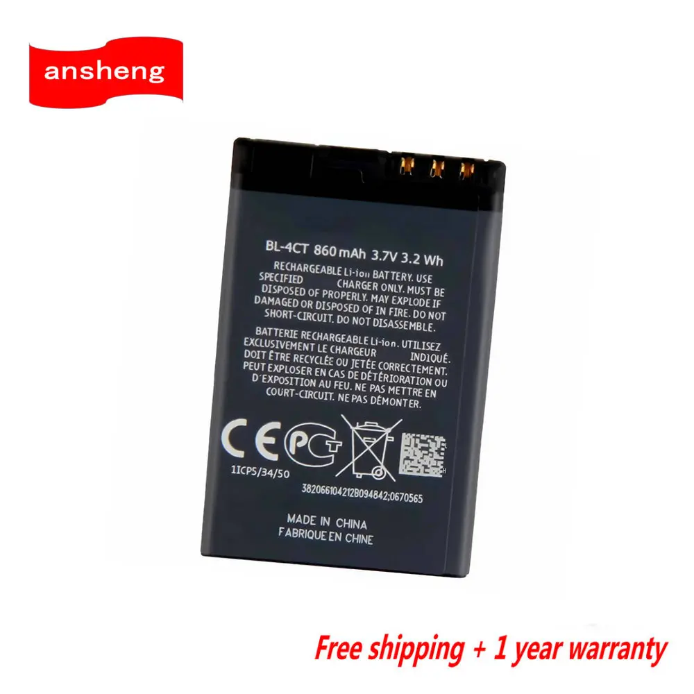 Original BL-4CT Battery For Nokia 5310 6700S X3 X3-00 7230 7310C 5630 2720 2720A 7210C 6600F 3.7V 860mAh