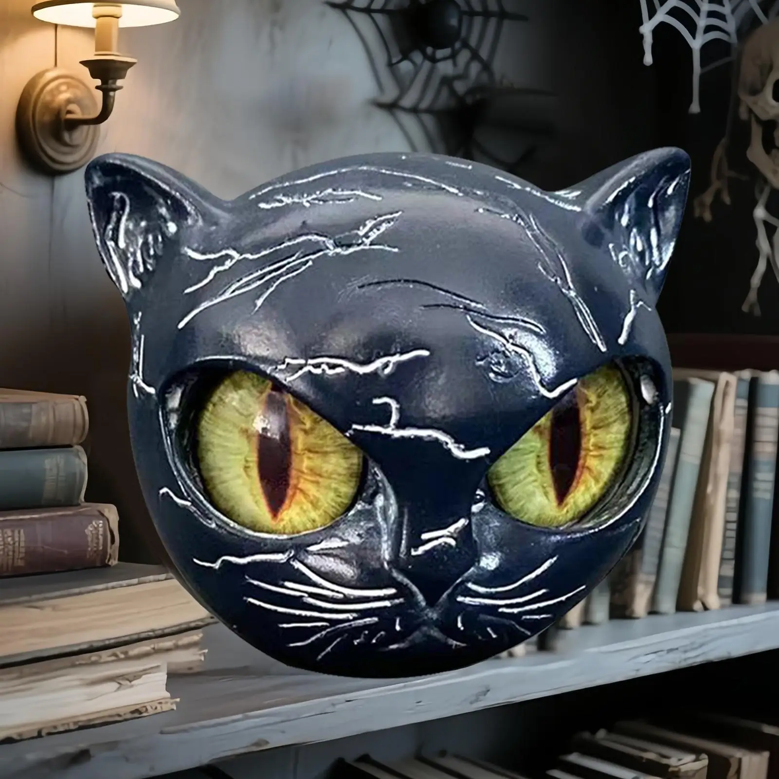 صغيرة القط النحت الأسود القط تمثال تماثيل صغيرة على شكل حيوانات الأوروبية الإبداعية الراتنج الفن النحت الساحرة القط تمثال القط تذكارية ديكور #2