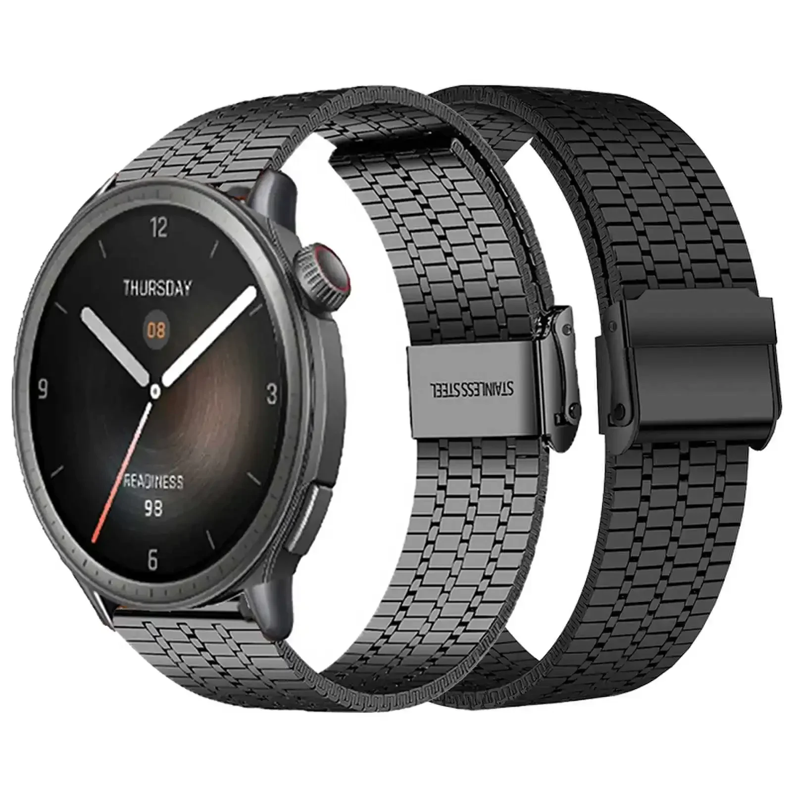 22mm pulseira para amazfit equilíbrio relógio inteligente pulseira de aço inoxidável para amazfit gtr 4 3 2 cinta para amazfit bip 5 banda cinto