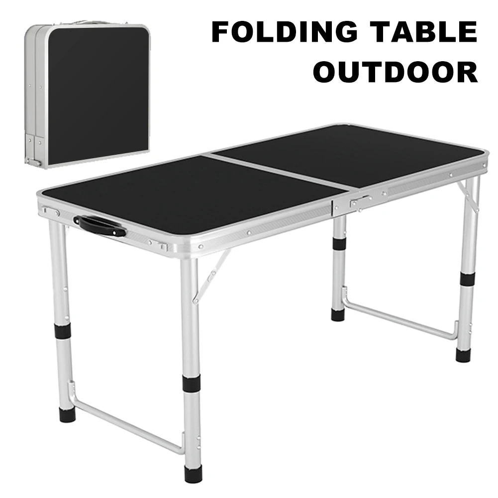 Folding Camping Table Lightweight Aluminum Alloy + Wood Board Portable Picnic Desk for Outdoor Barbecue BBQ Small Foldable Table