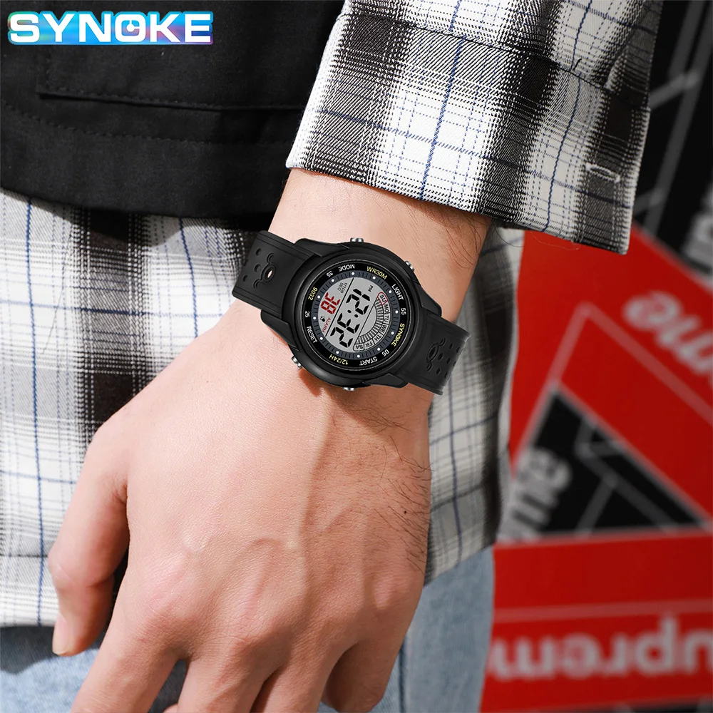 SYNOKE Electronic Watch For Mans Sport Watch Multifunction Sports Waterproof Luminous LED Digital Watch Boy Student Fashion