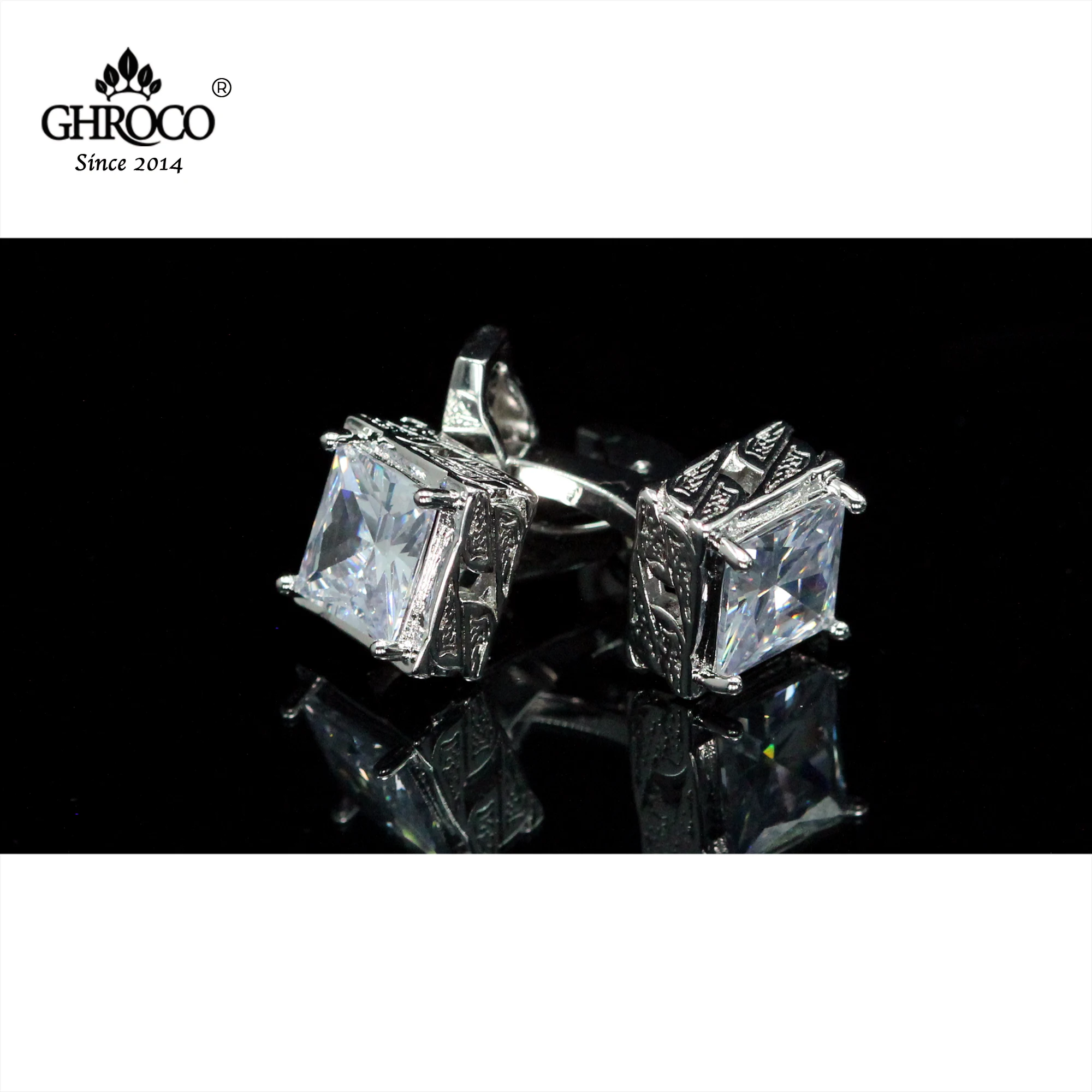 GHROCO High-Quality Exquisite Square Zircon Classic French Shirt Cufflinks Fashion Luxury Gift for Business Men and Wedding