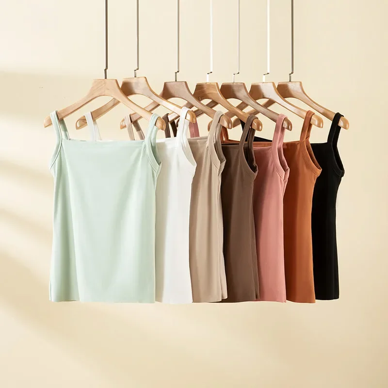 Autumn winter Fleece camisole Thick warm Spaghetti Strap Tank Tops seamless sleeveless tops solid color basic undershirts