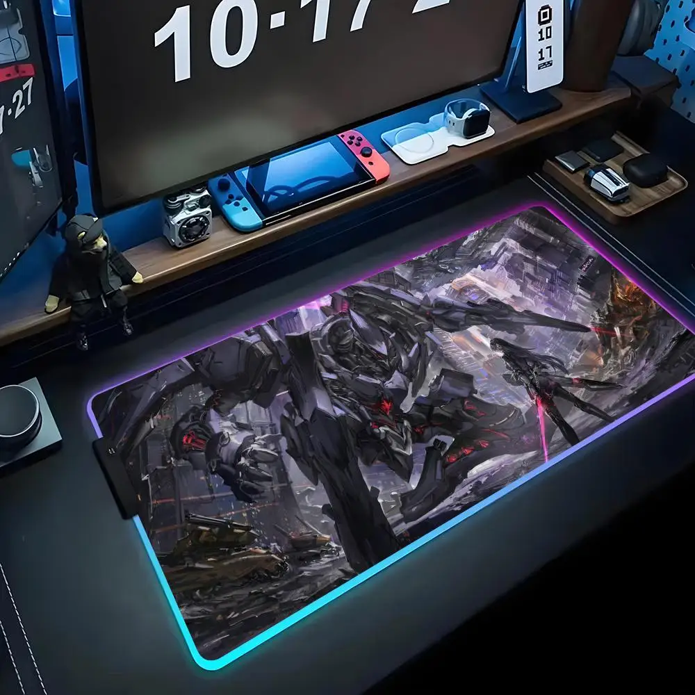 

Аниме робот обои коврик для мыши RGB игровой коврик для мыши большой светодиодный коврик для ПК настольный коврик светящийся коврик для мыши большой коврик для клавиатуры настольный коврик