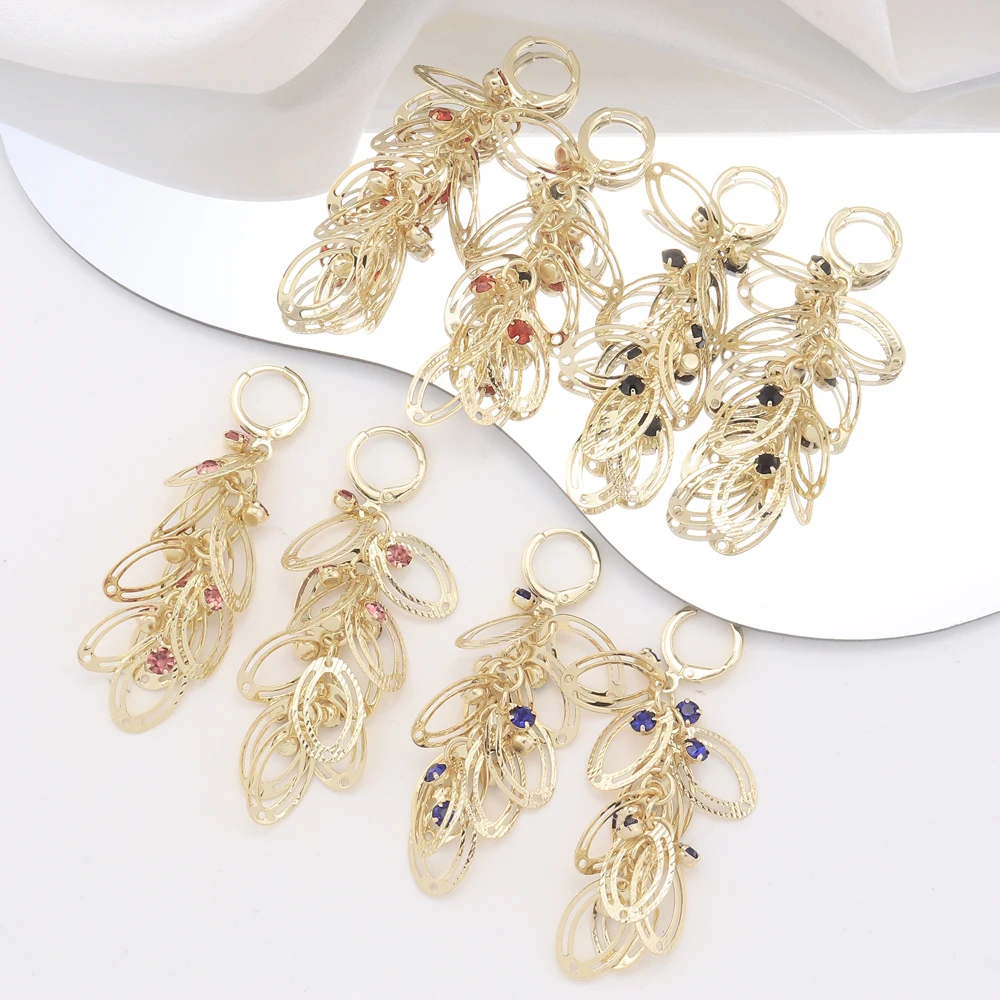 Stylish Bohemian jewelry with multiple cutout hoops filigree vintage tassel earrings with gold drop earrings