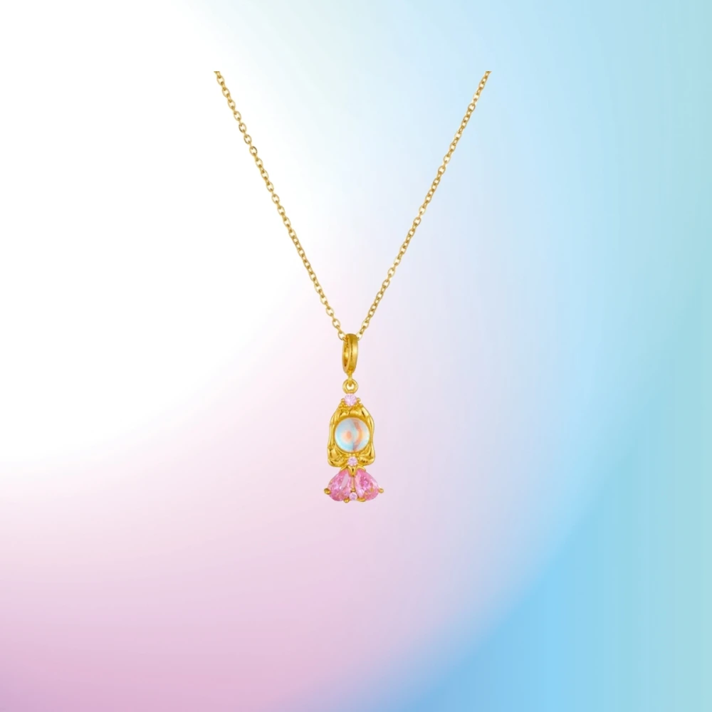 Modische bunte Zirkon-Märchen-Kleine Prinzessin-Halskette, vergoldete Universal-Kette, Schlüsselbeinkette, süßes Temperament – Detail 9