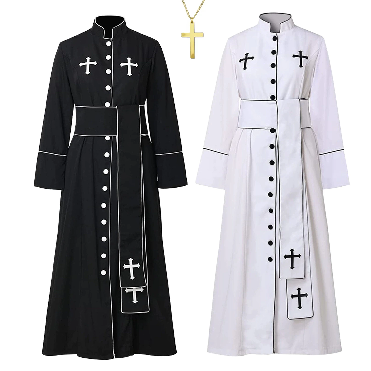 

Adult Noble Priest Costume Men Women Religious Pastor Father Priest Robe Costumes Halloween Party Mardi Gras Fancy Cosplay Dress