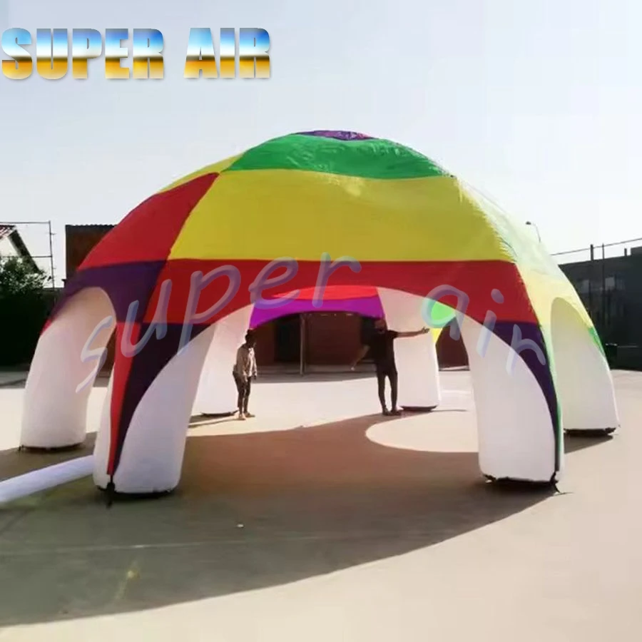 2025 colorful splice type inflatable dome tent customizable inflatable spider tent for outdoor activity