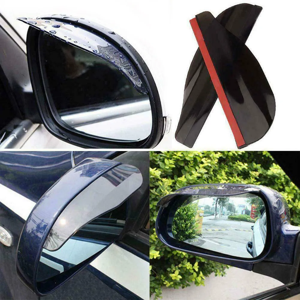 1 Pair Car Rear View Side Mirror Rain Board Eyebrow Guard Sun Visor Accessories Black Transparent 18*6CM Side Rear Mirror Visor