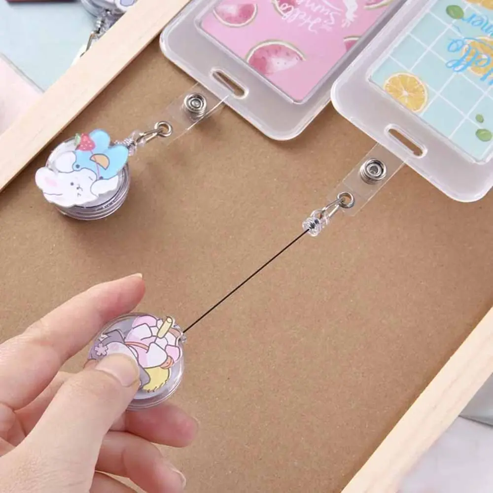 1Pcs Cartoon Retractable Badge Reel Clips Lovely ID Name Card Holder Creative Keychains New Transparent Badge Reel Clips