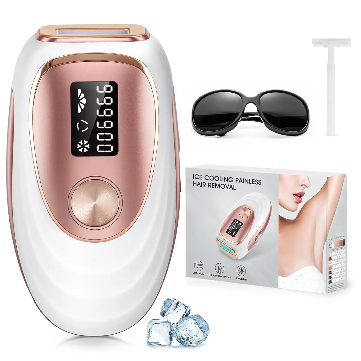 Laser Hair Removal, IPL Hair Removal with Ice-Cooling System for Painless & Long-Lasting Result,Safe At-Home Hair Remover Device