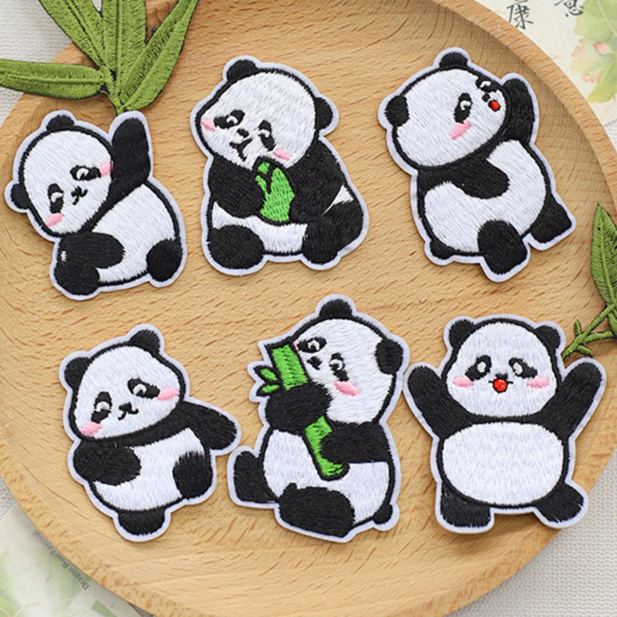 Embroidered Panda Cloth Self-adhesive Patches for Clothing Sewing Embroidery Applique Badge Decoration DIY Clothing Accessories