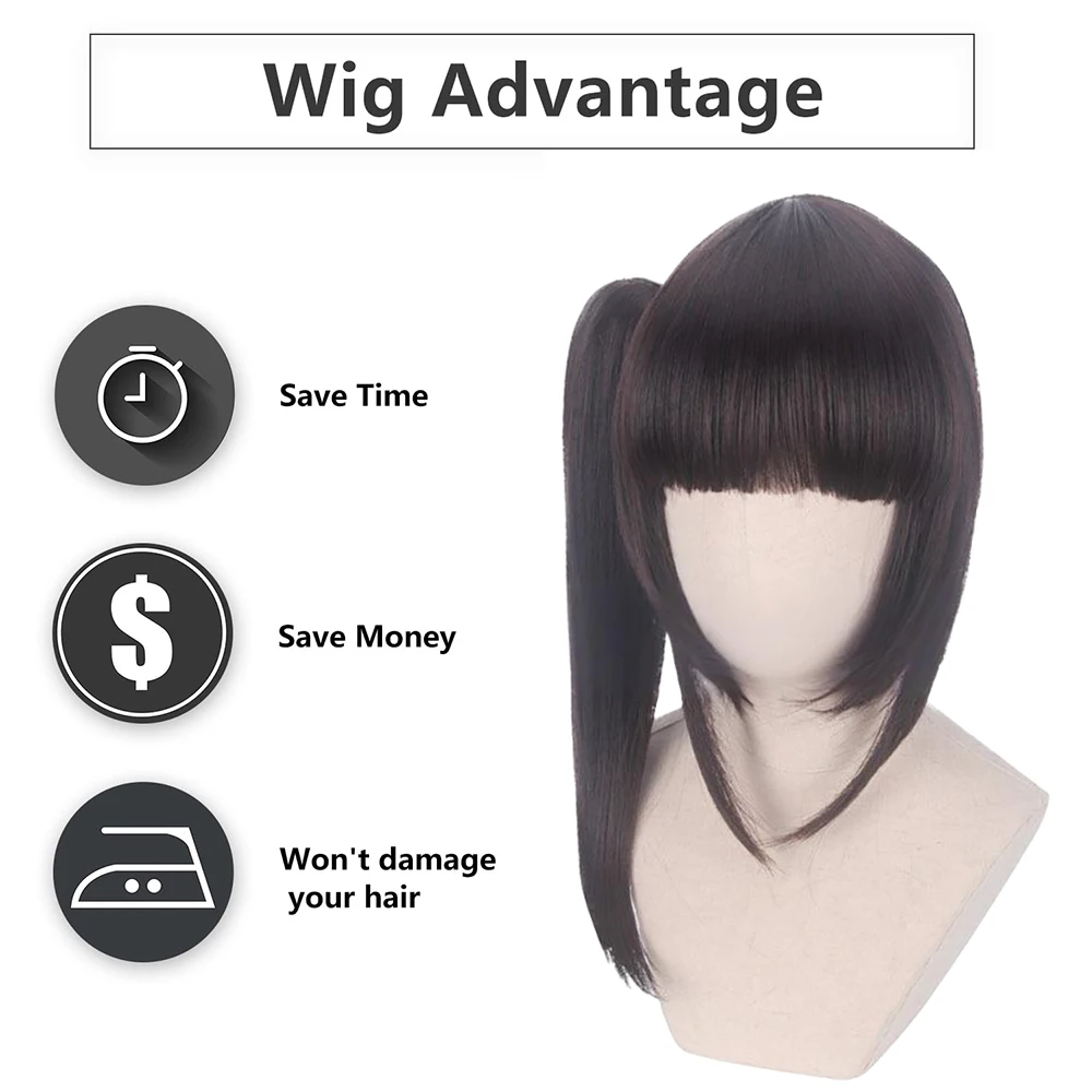 Anime Kanawo Kurino ‌ ‌   Cosplay Capelli sintetici 12 pollici Nero naturale Carnevale di Halloween Festa quotidiana Parrucca di alta qualità resistente al calore