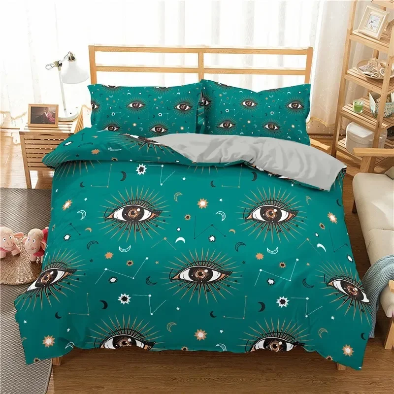 

Eye Pattern Duvet Cover Set Size,Zebra Stripes Blue Eyes Print Quilt Cover for Teens Adult,Mysterious Art Bedding Set