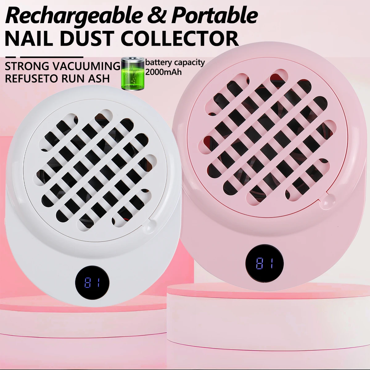 

USB Rechargeable Manicure Nail Vacuum Cleaner Strong Suction Nail Dust Collector Portable Nail Art Vacuum Dust Cleaner