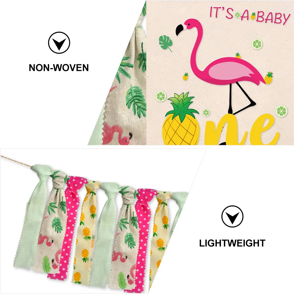 

1pc Flamingo Decoration Hawaiian Themed Banner Linen Party Bunting Baby Pineapple Flags DIY Home Office Festive Decorations