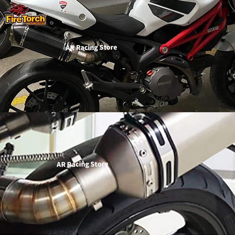 Slip On For Ducati Monster 659 696 695 795 1100 Hypermotard 796 2008 - 2014 Motorcycle Exhaust Mid Link Pipe 51mm Espace Moto