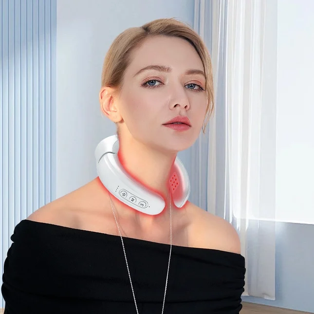 

Neck Shoulder Massager Pulse Pain Relief Device with Heating Function for Cervical Vertebra Relaxation - Portable Design