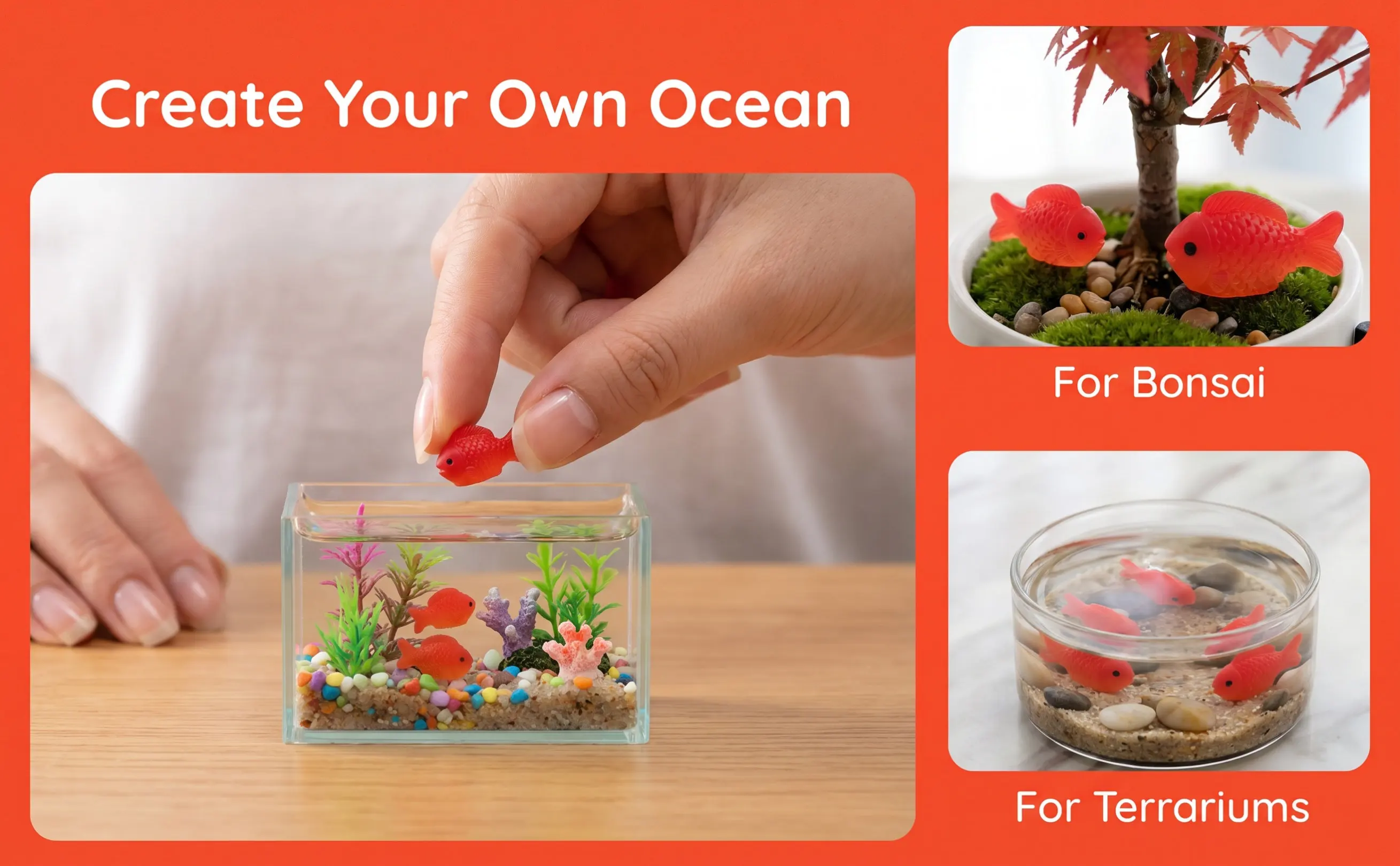 40Pcs Lifelike Miniature Resin Fish Decorations Tiny Aquarium Ornaments Fairy Garden Statues Micro Landscape Sea Animal Figures