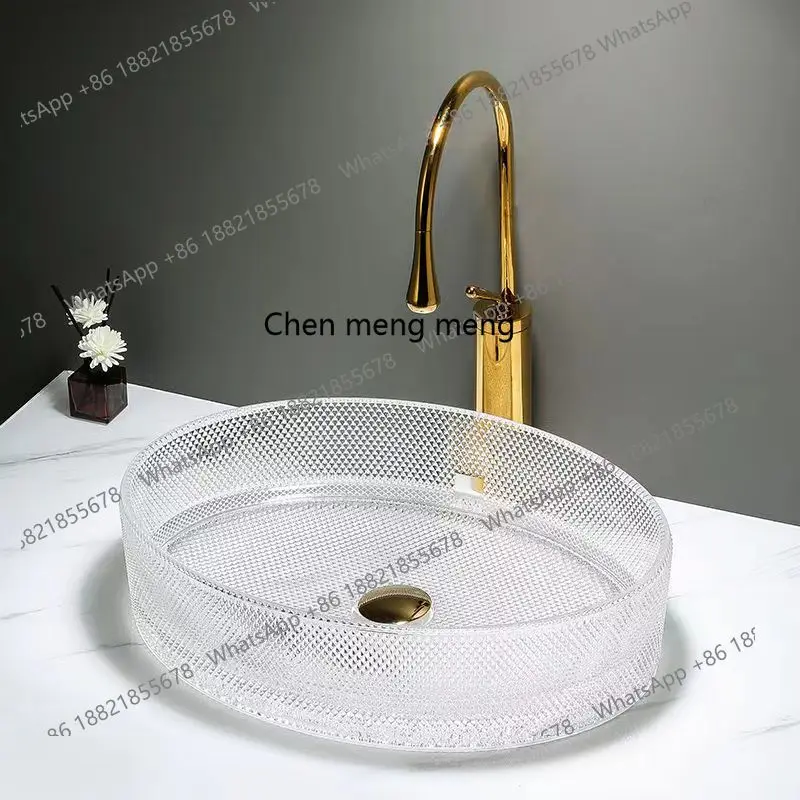 

Oval Glass Countertop Basin Wash Basin Home Bathroom Face Washing Art Basin