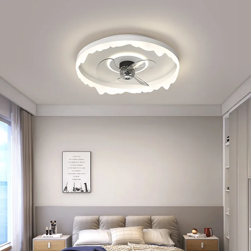 Modern White Ceiling Fan Led Light with Remote Control For Living Rome Dining Room Decor Pendant Fans Light Minimalist Design