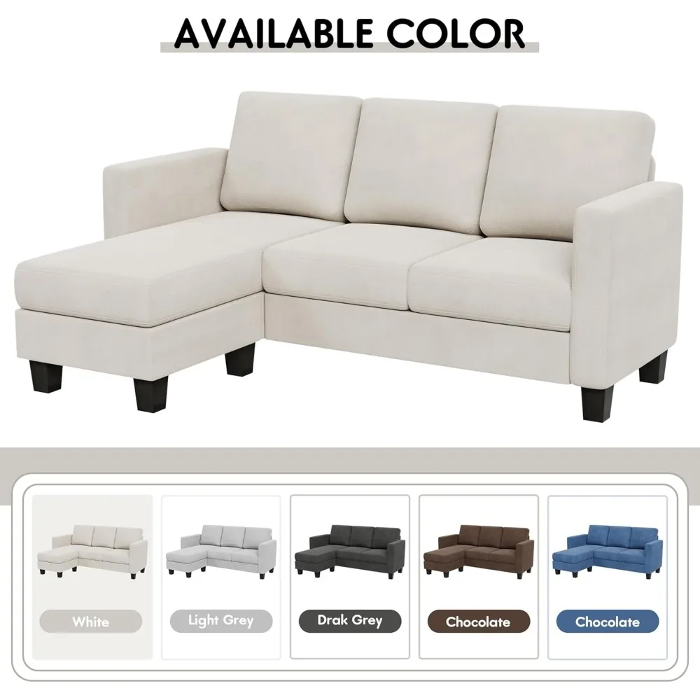 โซฟาปรับนอนรูปตัวแอล 3 ที่นั่ง หุ้มผ้าลินินทันสมัย เหมาะสำหรับพื้นที่ขนาดเล็ก โซฟาแสนสบายพร้อมที่วางแขน