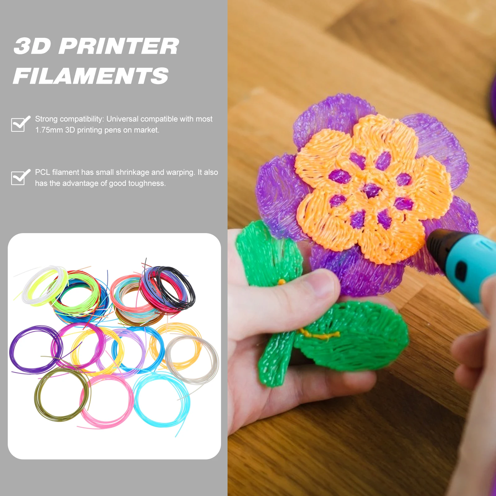 

3D Printing Filament 1.75Mm Professional Refill Smooth Durable Bubble-Free For 3D Printer Pen Printing Supplies