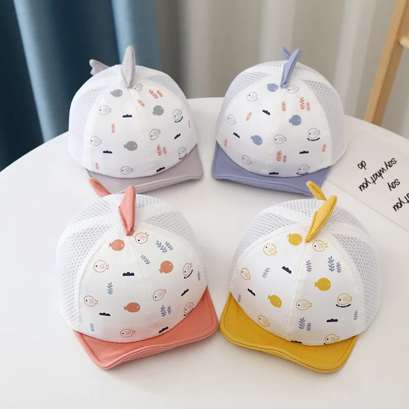 2024 Summer Cute Cartoon Small Fish Baby Sun Hat Outdoor Breathable Baseball Cap For Girls Boys Adjustable Peaked Caps 3-12M