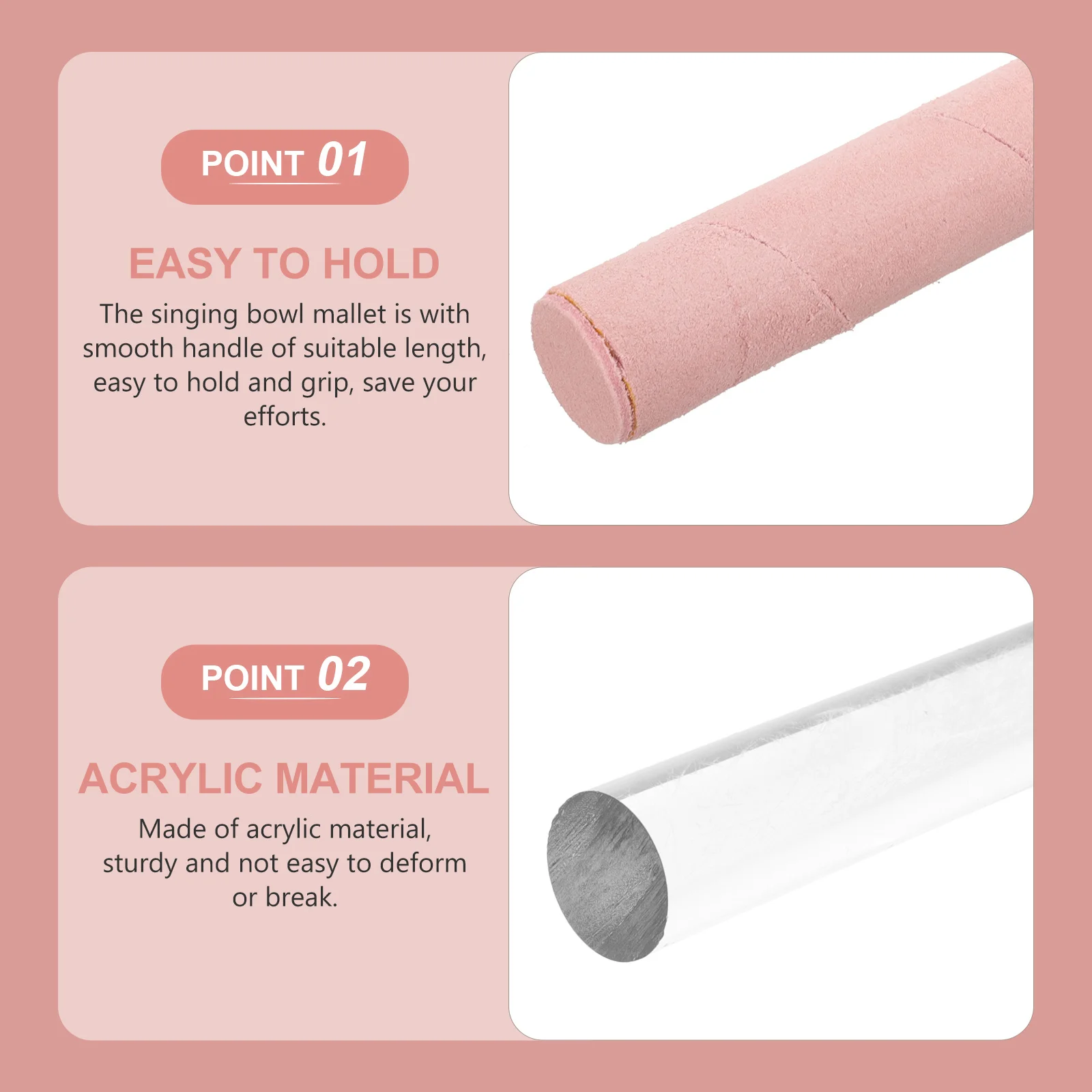 كريستال أكريليك جرس الموسيقى مطرقة دائم واضح عصا الصوت للأطباق التبتية التأمل الموسيقى العلاج مطرقة لوعاء الغناء