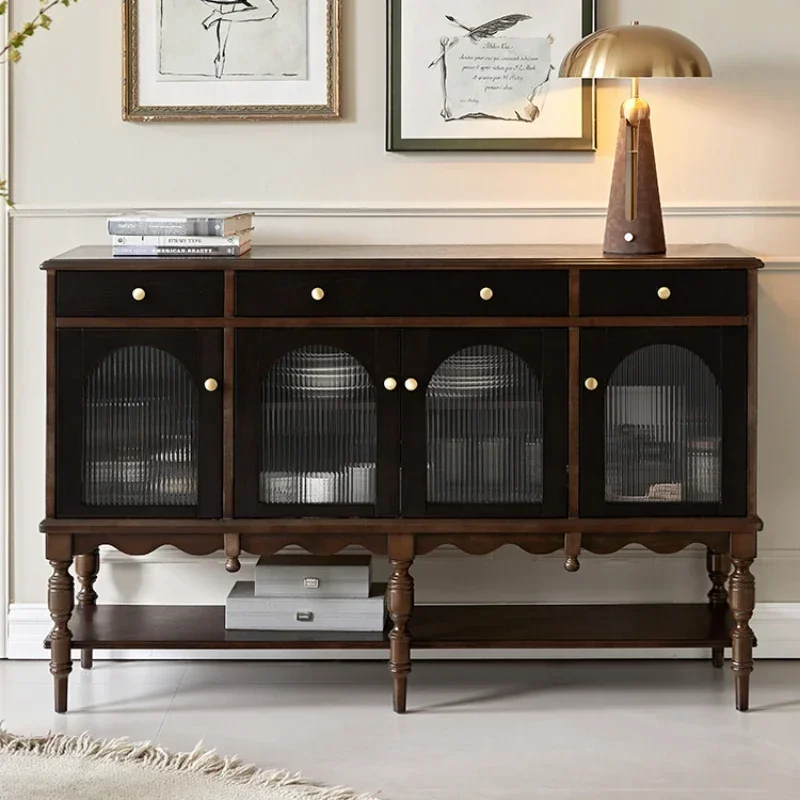 

Retro Vertical Closet Solid Wood Sideboard Cupboard Wine Cabinet Living Room Locker