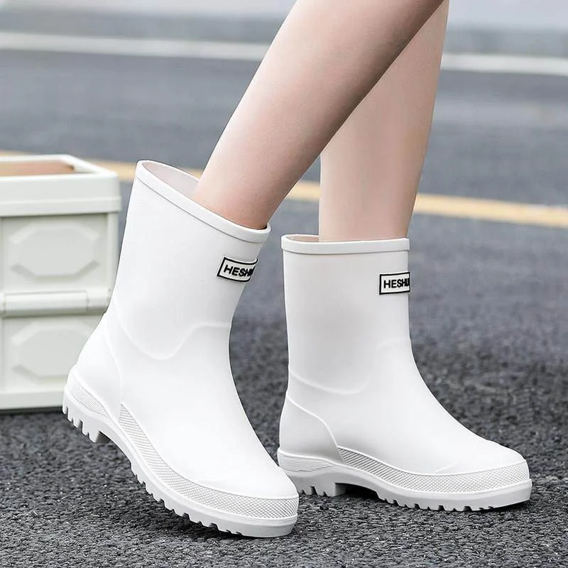 

Модные женские резиновые сапоги в японском стиле, короткие, из ПВХ, с противоскользящим волнообразным узором, подходят для всех сезонов