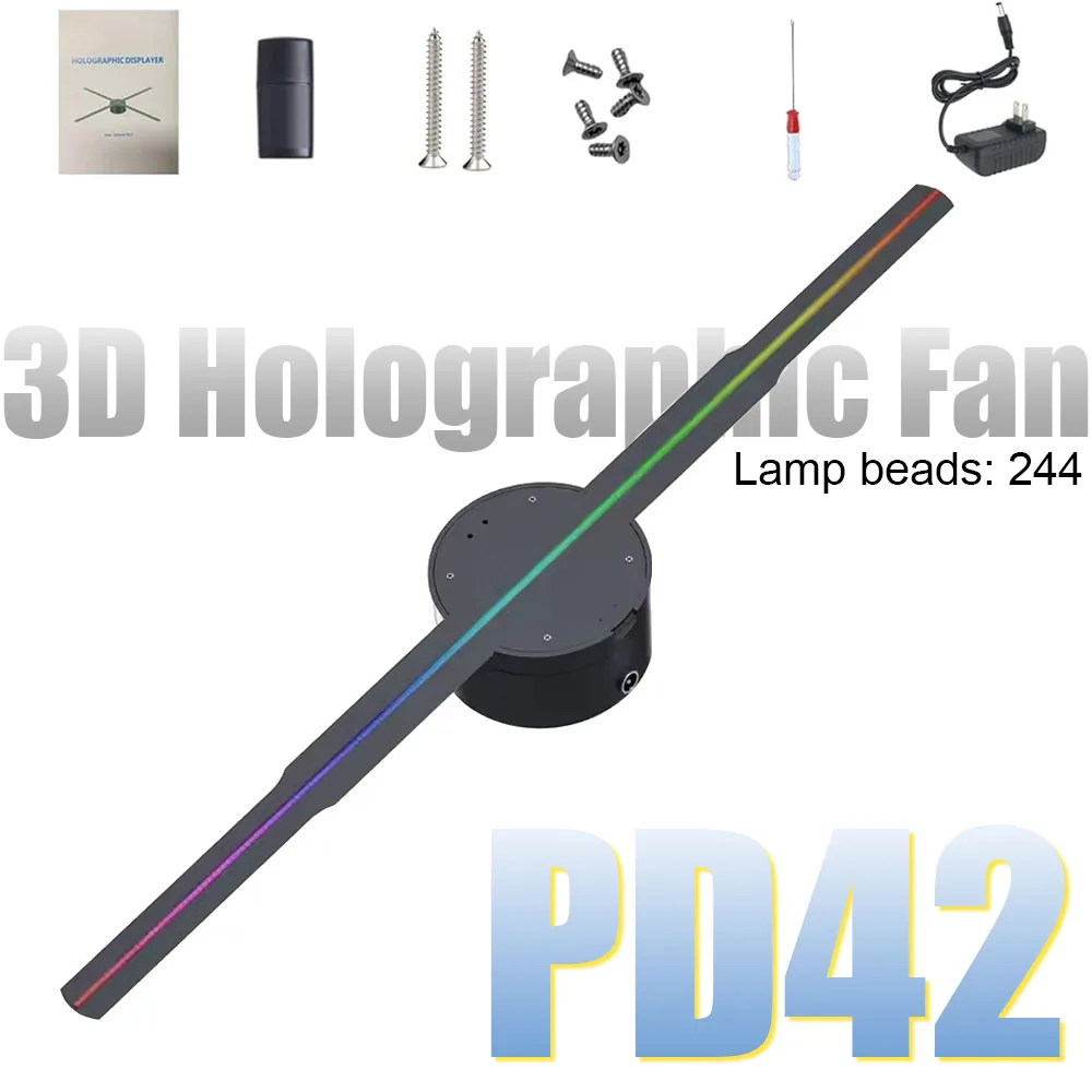 

3D Advertising Projector Wifi Led Sign Holographic Lamp Player Remote Advertise Display 3D Fan Hologram Projector Logo Light